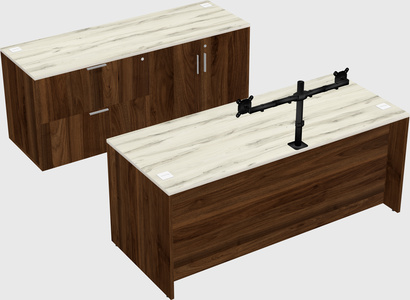 Bureau parallèle avec crédence