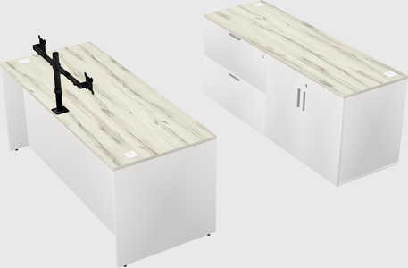 Bureau parallèle avec crédence