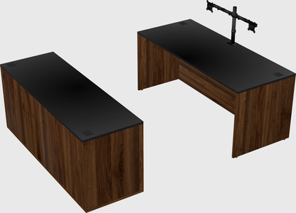 Parallel desk with credenza