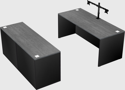 Bureau parallèle avec crédence
