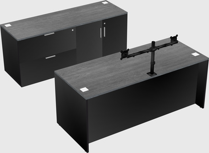 Bureau parallèle avec crédence