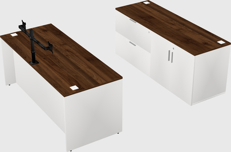 Parallel desk with credenza