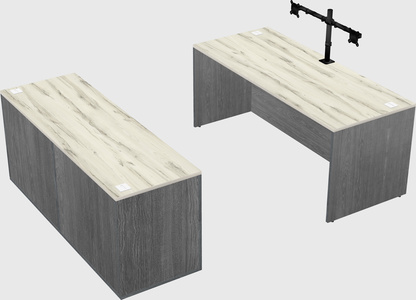 Parallel desk with credenza