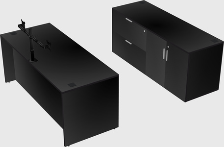 Parallel desk with credenza