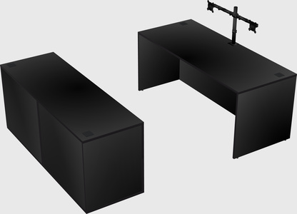 Parallel desk with credenza