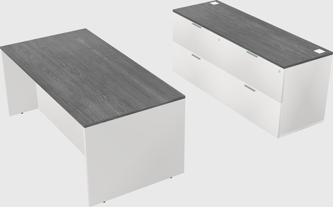 Parallel desk with credenza