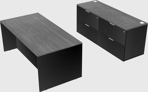 Parallel desk with credenza