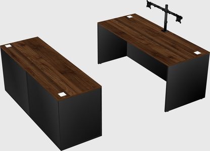 Parallel desk with credenza