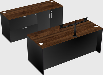 Parallel desk with credenza