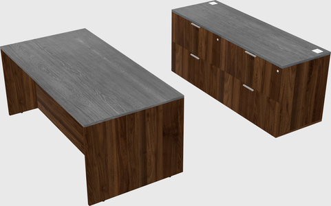 Parallel desk with credenza