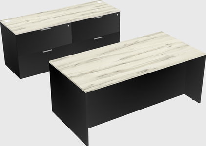 Bureau parallèle avec crédence