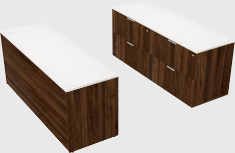 Bureau parallèle avec crédence