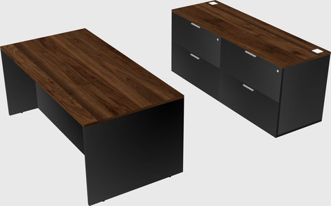 Parallel desk with credenza