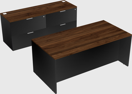 Parallel desk with credenza