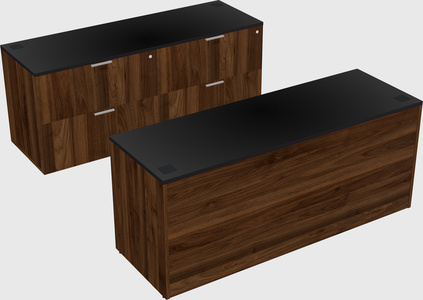 Bureau parallèle avec crédence