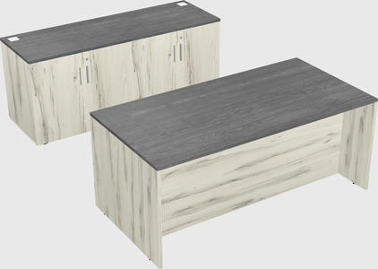 Bureau parallèle avec crédence