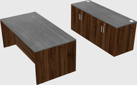 Parallel desk with credenza