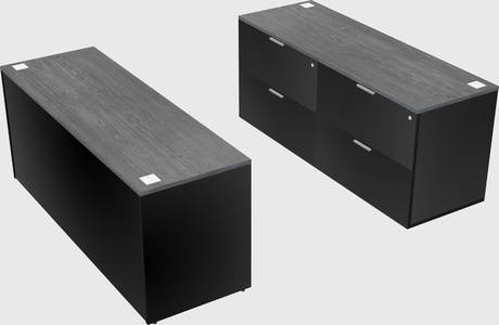 Bureau parallèle avec crédence