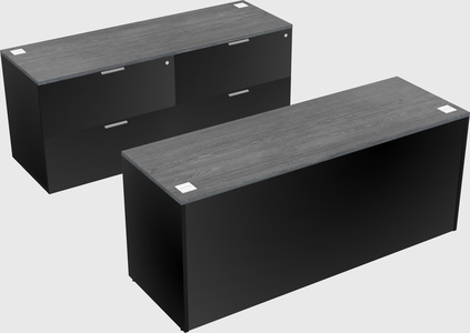 Bureau parallèle avec crédence