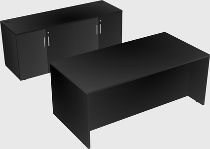 Parallel desk with credenza