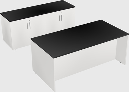 Bureau parallèle avec crédence