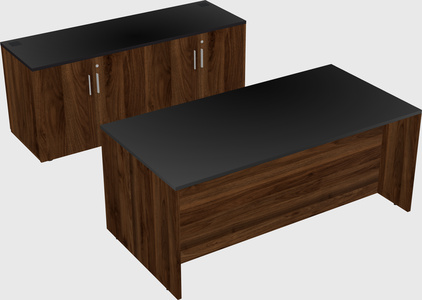 Parallel desk with credenza