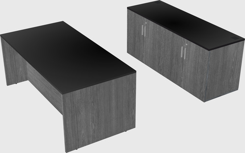 Parallel desk with credenza