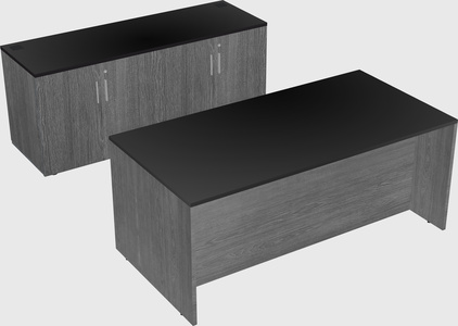 Parallel desk with credenza
