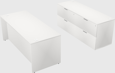 Bureau parallèle avec crédence