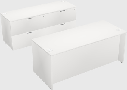 Bureau parallèle avec crédence