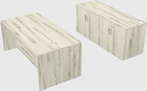 Parallel desk with credenza