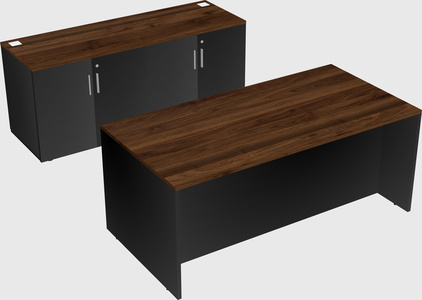 Bureau parallèle avec crédence