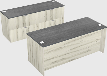 Parallel desk with credenza