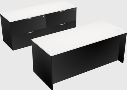 Parallel desk with credenza