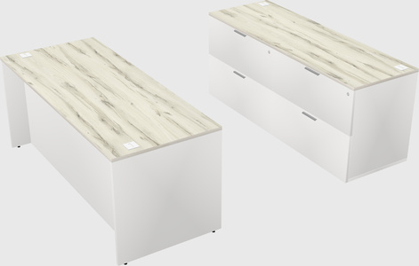 Parallel desk with credenza