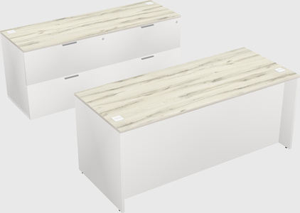 Parallel desk with credenza