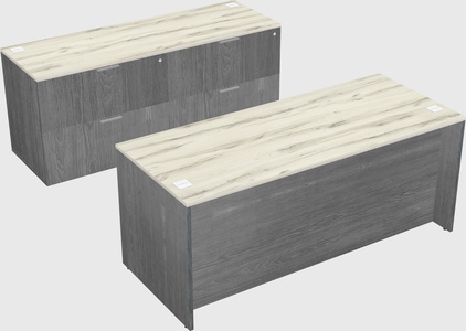 Parallel desk with credenza