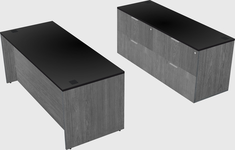Parallel desk with credenza