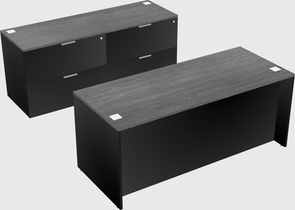 Parallel desk with credenza