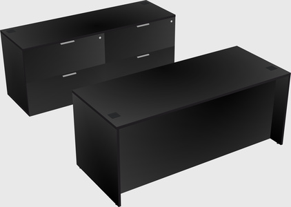 Bureau parallèle avec crédence