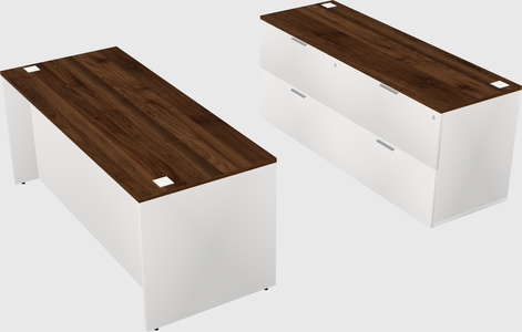 Parallel desk with credenza