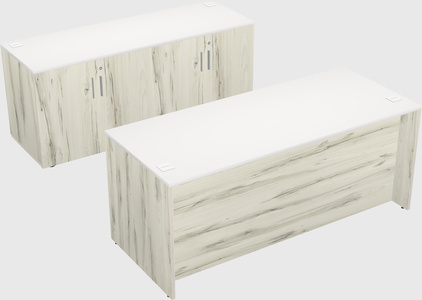 Bureau parallèle avec crédence