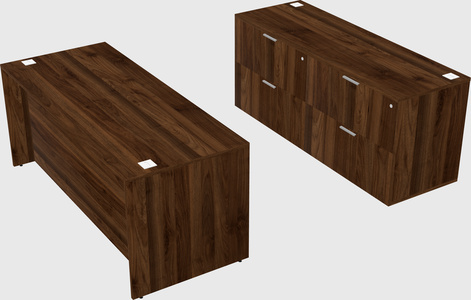 Parallel desk with credenza
