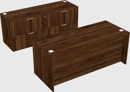 Parallel desk with credenza