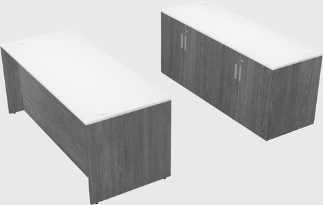 Bureau parallèle avec crédence
