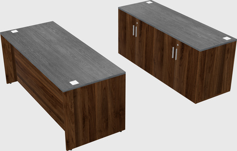 Bureau parallèle avec crédence