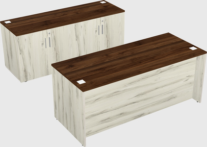 Bureau parallèle avec crédence