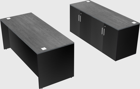 Bureau parallèle avec crédence