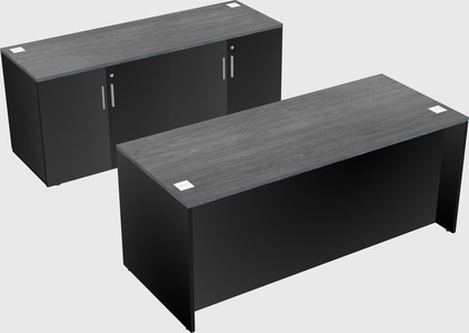 Bureau parallèle avec crédence