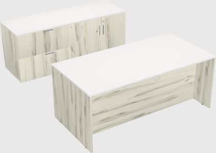 Parallel desk with credenza